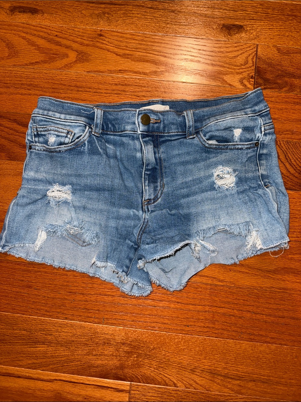 Altar'd State Light Blue Distressed Denim Shorts 11